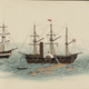 A painting of US commodore Matthew Perry’s visit to Japan in 1854, believed to have been painted by Hibata Ōsuke.